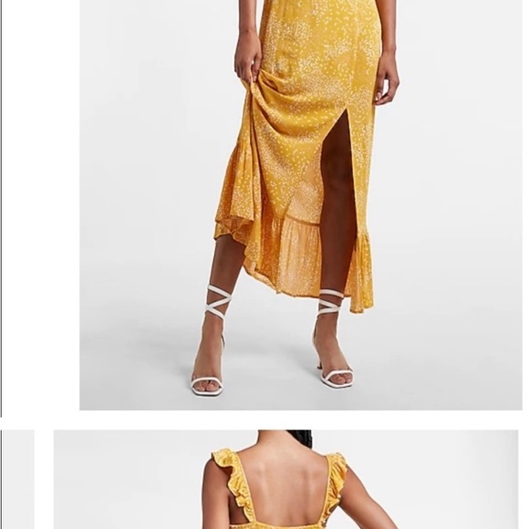 Express Printed Ruffle Strap Smocked Back Maxi Dress - Picture 8 of 8